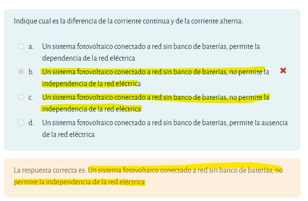 Error de examen el cual tiene dos opciones validas para una misma respuesta y marca errónea una de las dos.